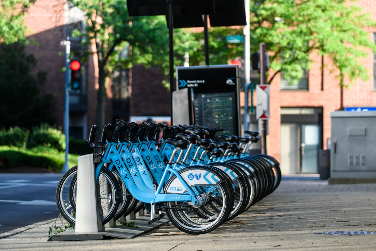 Divvy bikes in Downtown Oak Park, IL